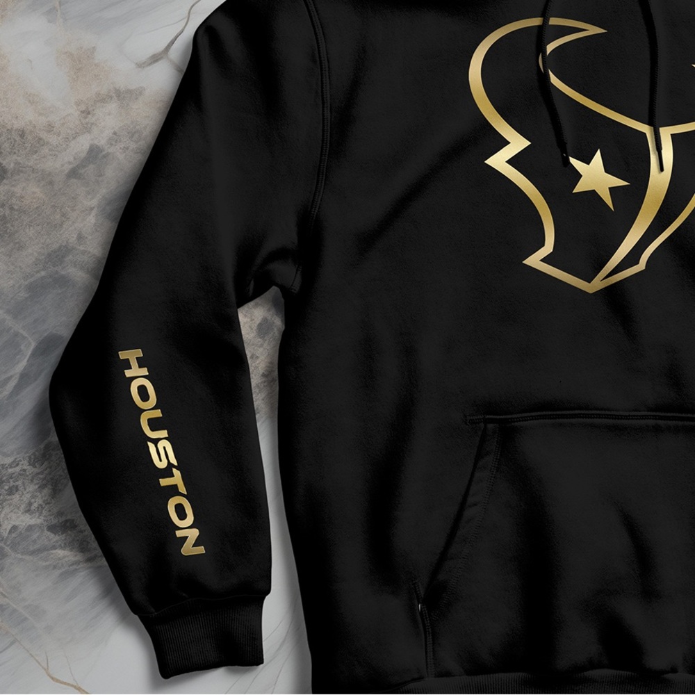 Men’s Hoodie Houston Texans Gold Logo Sweatshirt - Picture 3 of 3